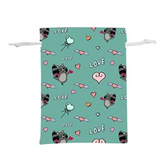 Raccoon Texture Seamless Scrapbooking Hearts Lightweight Drawstring Pouch (S)