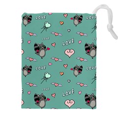 Raccoon Texture Seamless Scrapbooking Hearts Drawstring Pouch (5XL)