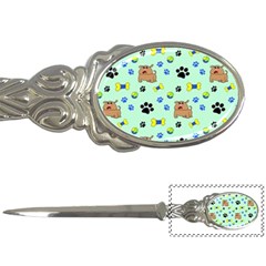 Dog Pattern Seamless Blue Background Scrapbooking Letter Opener by Wegoenart