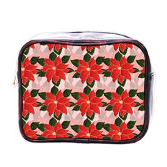 Poinsettia Pattern Seamless Pattern Christmas Xmas Mini Toiletries Bag (one Side) by Wegoenart