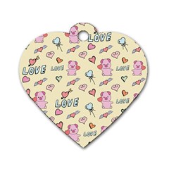 Pig Animal Love Romance Seamless Texture Pattern Dog Tag Heart (two Sides) by Wegoenart