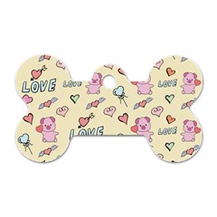 Pig Animal Love Romance Seamless Texture Pattern Dog Tag Bone (one Side) by Wegoenart