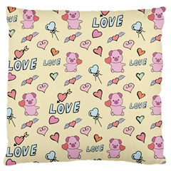 Pig Animal Love Romance Seamless Texture Pattern Large Cushion Case (one Side) by Wegoenart