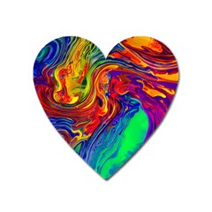 Waves Of Colorful Abstract Liquid Art Heart Magnet