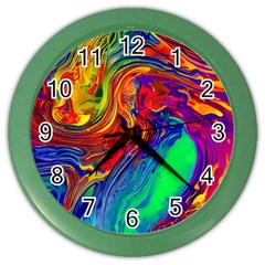 Waves Of Colorful Abstract Liquid Art Color Wall Clock