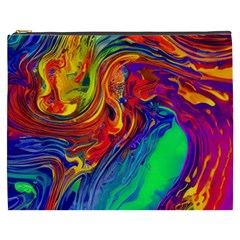 Waves Of Colorful Abstract Liquid Art Cosmetic Bag (xxxl) by GardenOfOphir