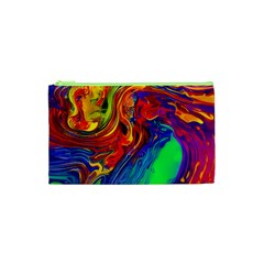 Waves Of Colorful Abstract Liquid Art Cosmetic Bag (xs) by GardenOfOphir