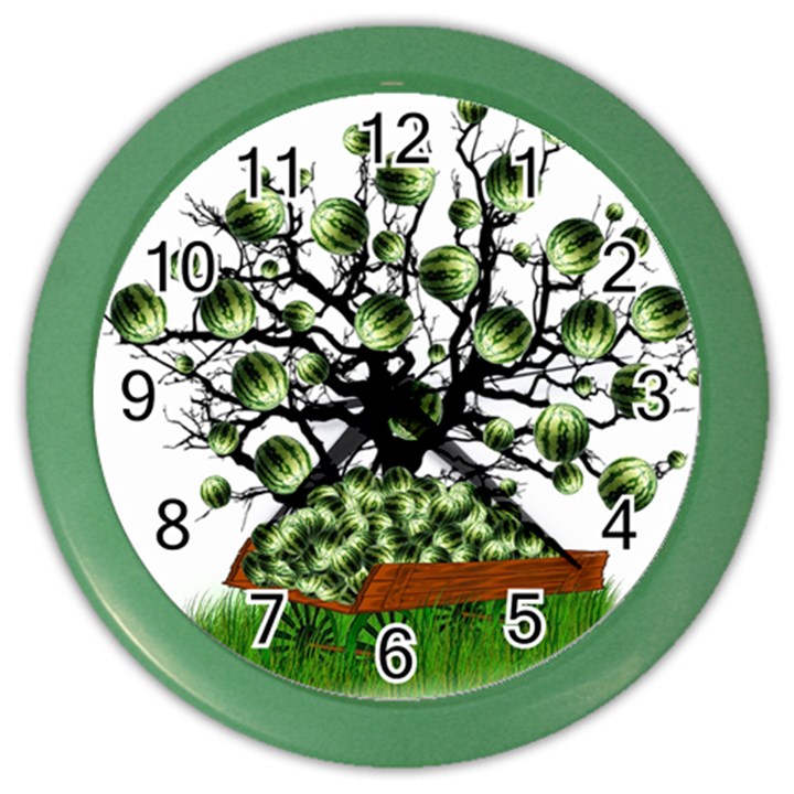 Watermelon Tree Abstraction On Watermelon Abundance Color Wall Clock