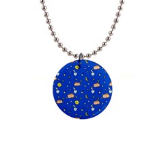 Cat Animals Sleep Stars Seamless Background 1  Button Necklace