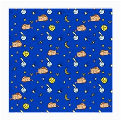 Cat Animals Sleep Stars Seamless Background Medium Glasses Cloth (2 Sides) by Wegoenart