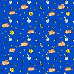 Cat Animals Sleep Stars Seamless Background Play Mat (rectangle) by Wegoenart