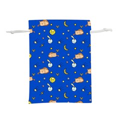 Cat Animals Sleep Stars Seamless Background Lightweight Drawstring Pouch (m) by Wegoenart