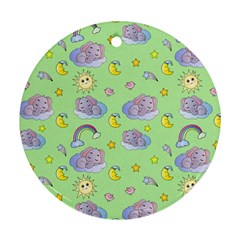 Elephant Sleeping Elephants Background Ornament (Round)