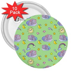 Elephant Sleeping Elephants Background 3  Buttons (10 pack) 