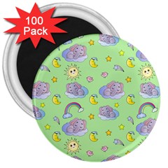 Elephant Sleeping Elephants Background 3  Magnets (100 pack)