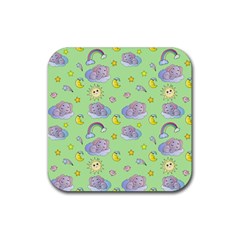 Elephant Sleeping Elephants Background Rubber Coaster (Square)