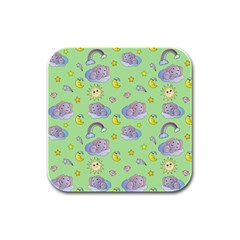 Elephant Sleeping Elephants Background Rubber Square Coaster (4 pack)