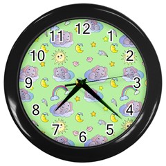 Elephant Sleeping Elephants Background Wall Clock (Black)