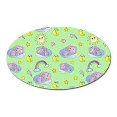 Elephant Sleeping Elephants Background Oval Magnet