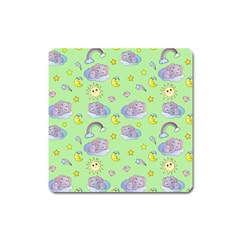 Elephant Sleeping Elephants Background Square Magnet by Wegoenart