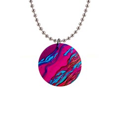 Colorful Abstract Fluid Art 1  Button Necklace