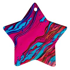 Colorful Abstract Fluid Art Star Ornament (two Sides) by GardenOfOphir