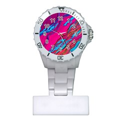 Colorful Abstract Fluid Art Plastic Nurses Watch by GardenOfOphir