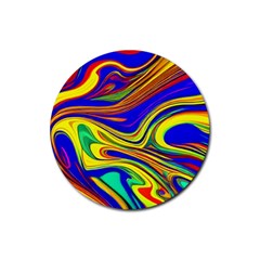 Contemporary Art Fluid Background Rubber Coaster (round) by GardenOfOphir