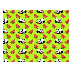 Watermelon Panda Background Wallpaper One Side Premium Plush Fleece Blanket (large) by Wegoenart