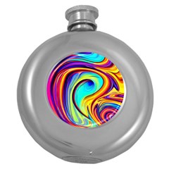 Fluid Art Pattern Round Hip Flask (5 Oz) by GardenOfOphir