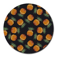 Pineapple Background Pineapple Pattern Round Mousepad by Wegoenart