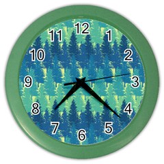 Christmas Trees Pattern Digital Paper Seamless Color Wall Clock