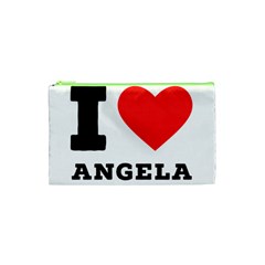 I Love Angela  Cosmetic Bag (xs) by ilovewhateva