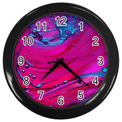 Fluid Art Pattern Wall Clock (black) by GardenOfOphir