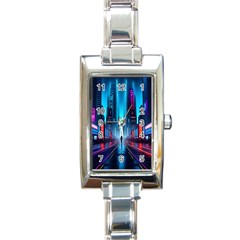 City People Cyberpunk Rectangle Italian Charm Watch