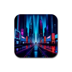 City People Cyberpunk Rubber Square Coaster (4 pack)