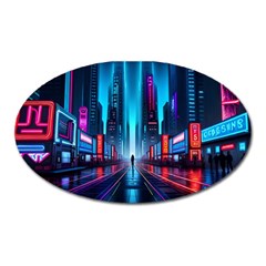 City People Cyberpunk Oval Magnet