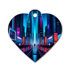 City People Cyberpunk Dog Tag Heart (One Side)