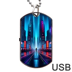 City People Cyberpunk Dog Tag USB Flash (One Side)