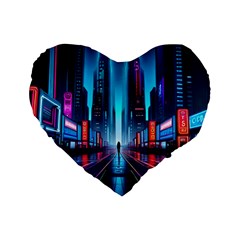 City People Cyberpunk Standard 16  Premium Heart Shape Cushions