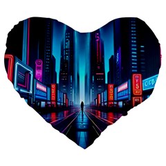 City People Cyberpunk Large 19  Premium Heart Shape Cushions