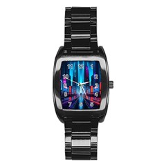 City People Cyberpunk Stainless Steel Barrel Watch