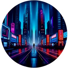 City People Cyberpunk UV Print Round Tile Coaster