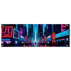 City People Cyberpunk Banner And Sign 9  X 3  by Jancukart