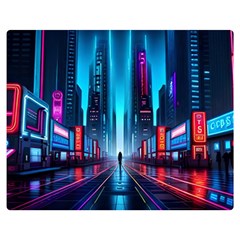 City People Cyberpunk One Side Premium Plush Fleece Blanket (Medium)