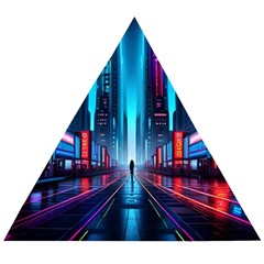 City People Cyberpunk Wooden Puzzle Triangle by Jancukart