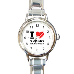 I Love Turkey Sandwich Round Italian Charm Watch by ilovewhateva