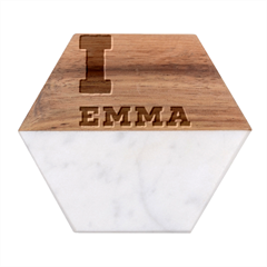 I Love Emma Marble Wood Coaster (hexagon) 