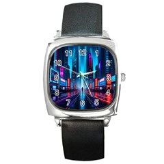 City People Cyberpunk Square Metal Watch by Jancukart