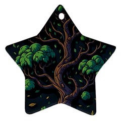 Tree Nature Cartoon Drawing Comic Star Ornament (two Sides) by Jancukart